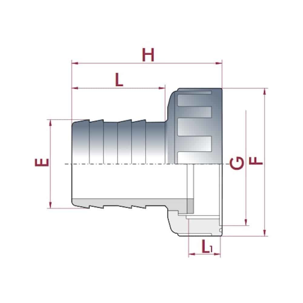 Raccord de tuyau PVC avec écrou tournant ¾" IG x 18 mm-0