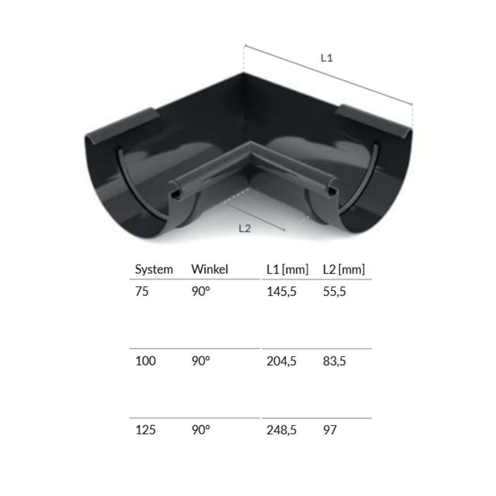 Pièce d'angle intérieure 90° marron Système 125-0