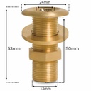 Raccord fileté en laiton traversant 1/4" AG-2