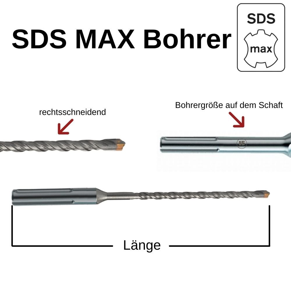 Foret à percussion pour SDS-MAX 4 taillants Ø 25, 0mm x 520mm longueur-0