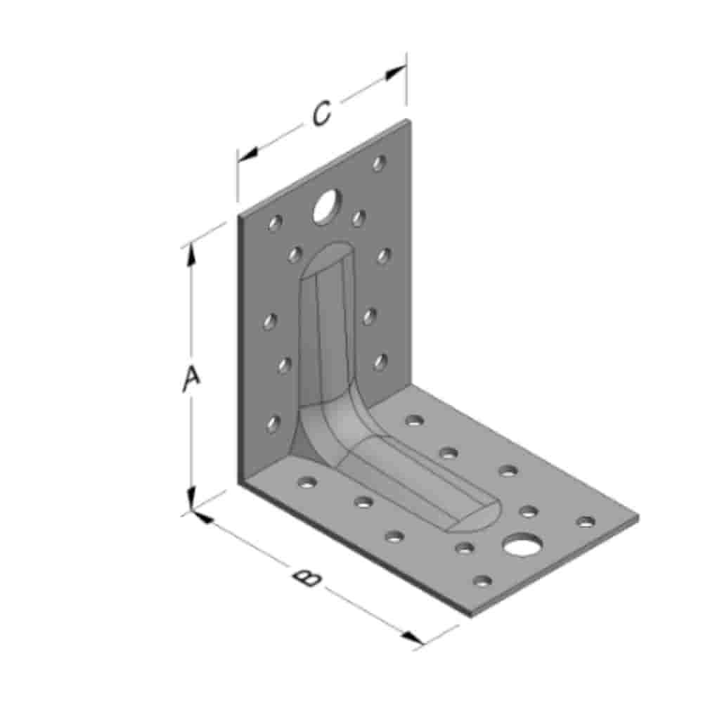 Connecteur d'angle 88 x 88 x 65 x 2 mm avec nervure-0