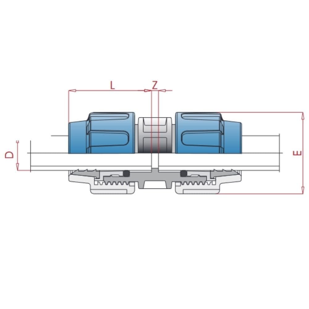 Raccord de tuyau PP PE 40 x 40-0