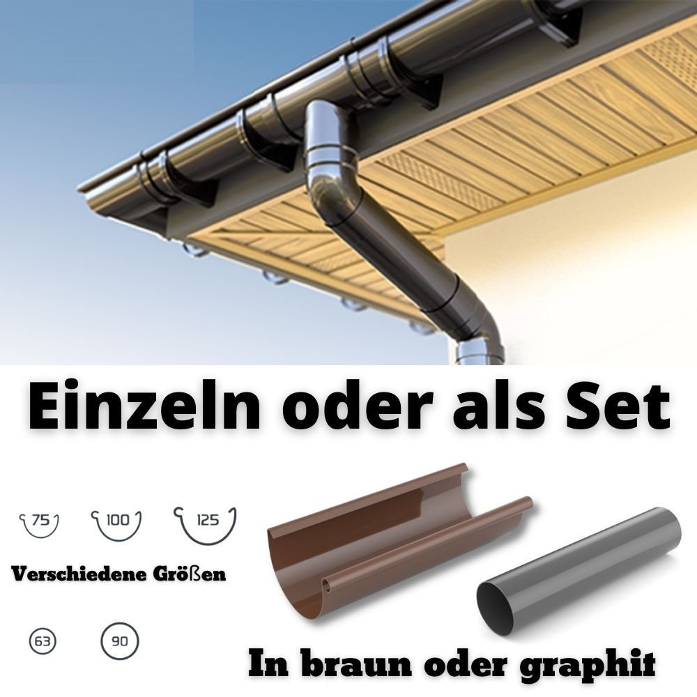 Gouttière (75/100/125) Tuyaux de descente (63/90) en ensemble-3