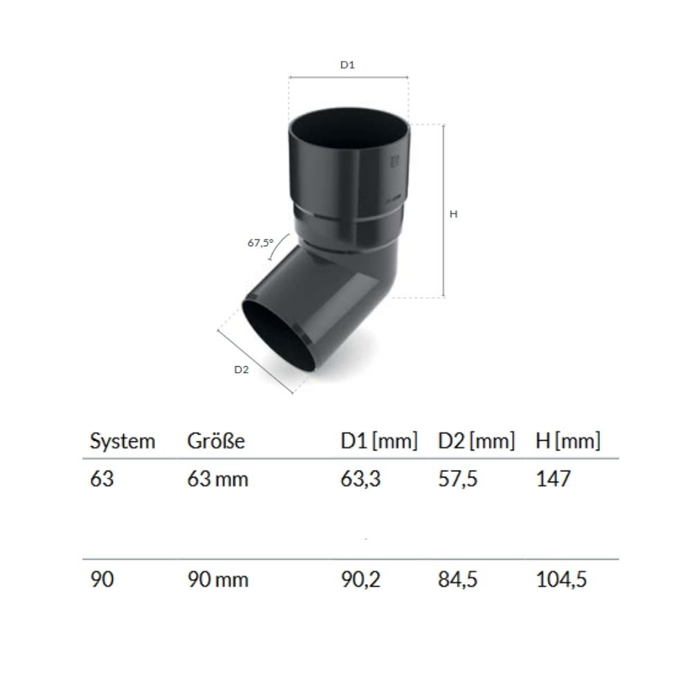 Coude 67, 5° graphite Système 90-0