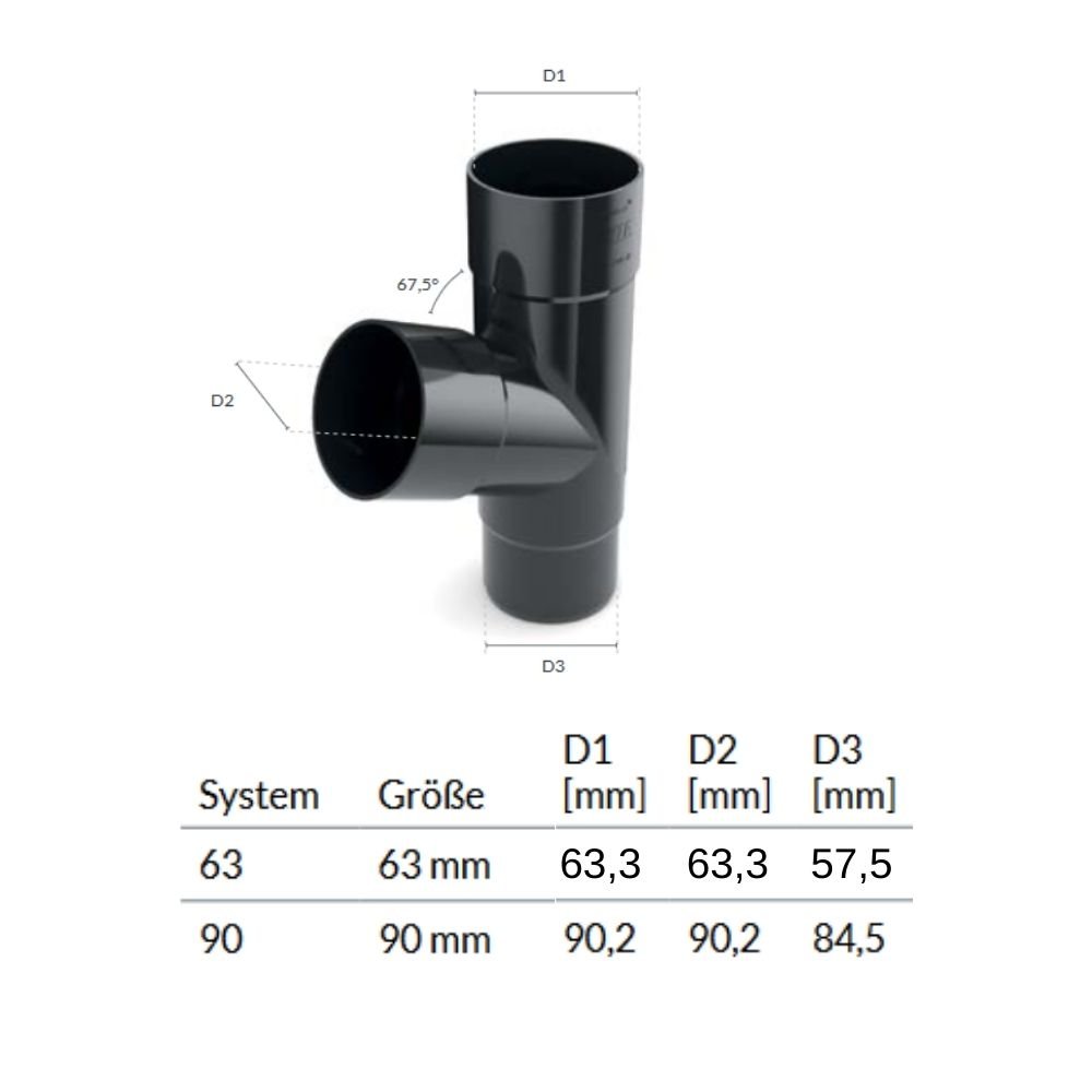 T-connexion graphite Système 90-0