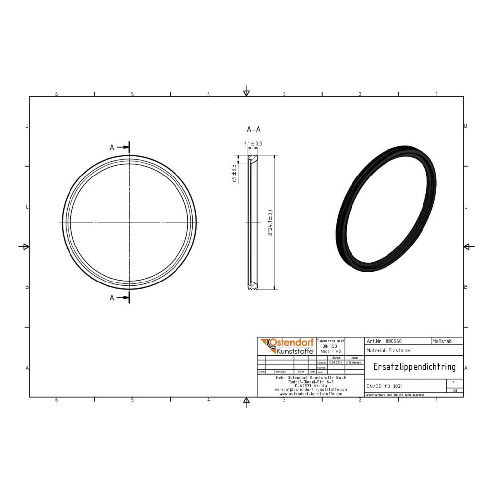 KG Joint de rechange à lèvres DN/OD 110 (KG PVC)-1