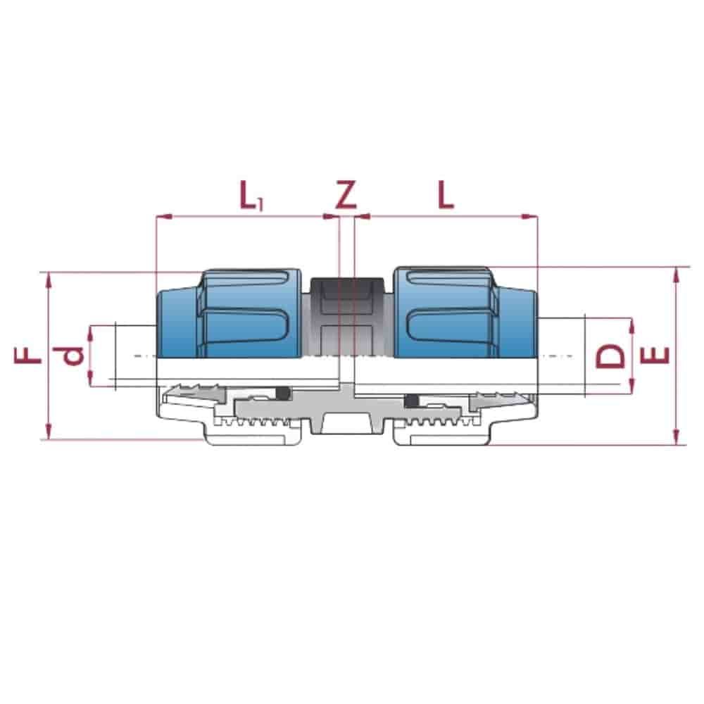 Raccord de réduction PP PE 40 x 32-0