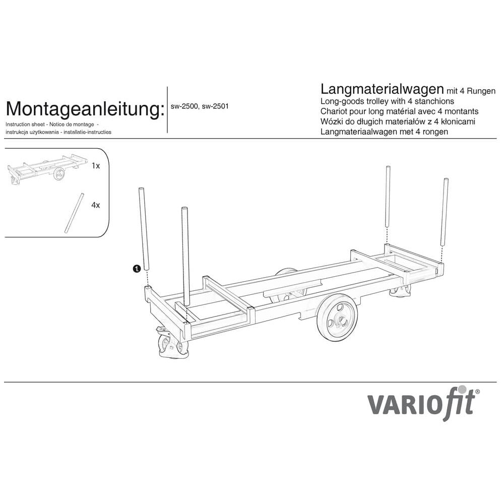 Chariot à matériaux longs avec 4 ridelles (EV)-0