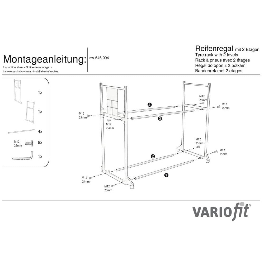 Rayonnage pour pneus à 2 niveaux 300 kg 1205 x 780 x 1325 mm-0