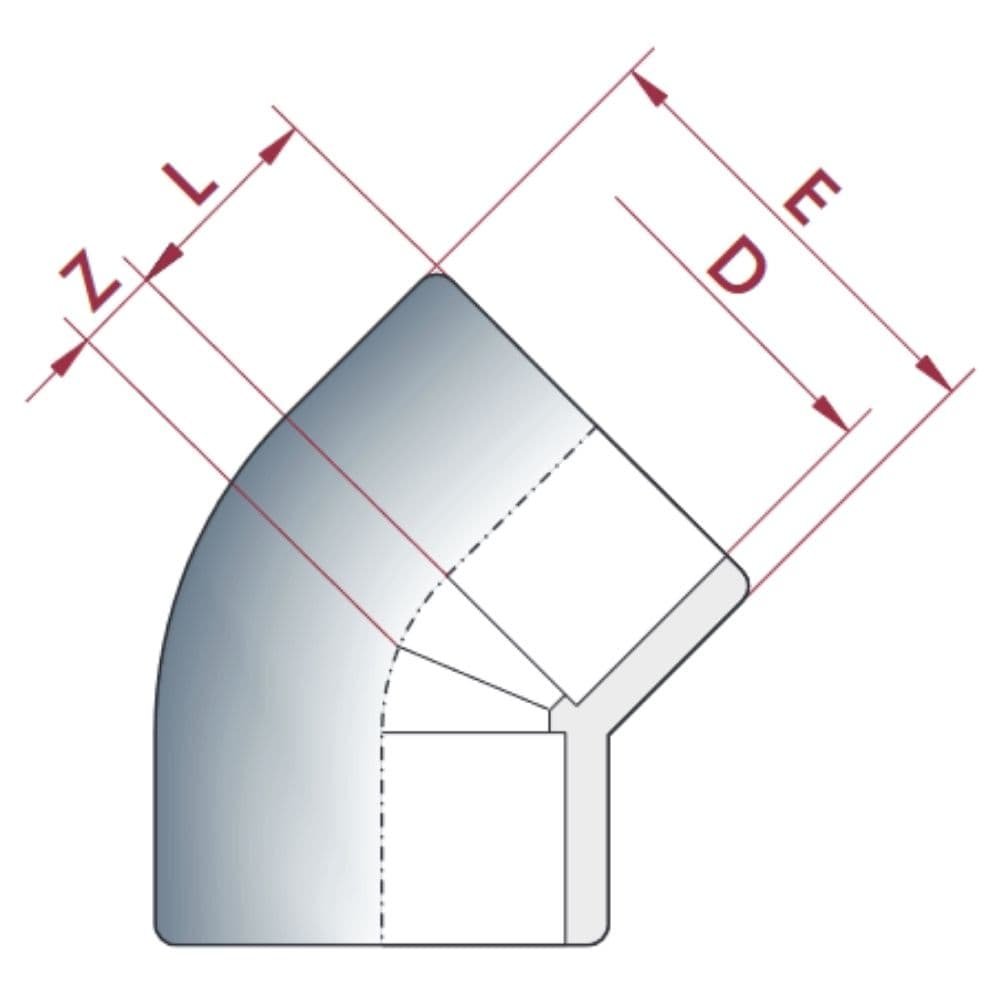 PVC-U 45°Coude Manchon 20 mm PN16-0