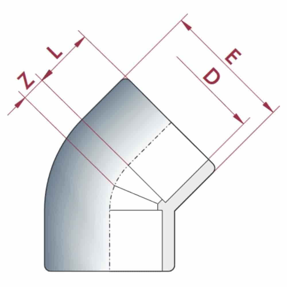 PVC - U 45° Coude Manchon 63 mm PN16-0