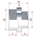 PVC - U double mamelon réduit AG 2 1/2" x 1 1/2"-0