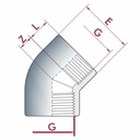 PVC - U 45° Coude IG 2" PN10-0