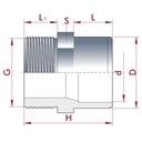 PVC - U Raccord de transition Manchon x AG 25-20mm x 3/4" PN10-0