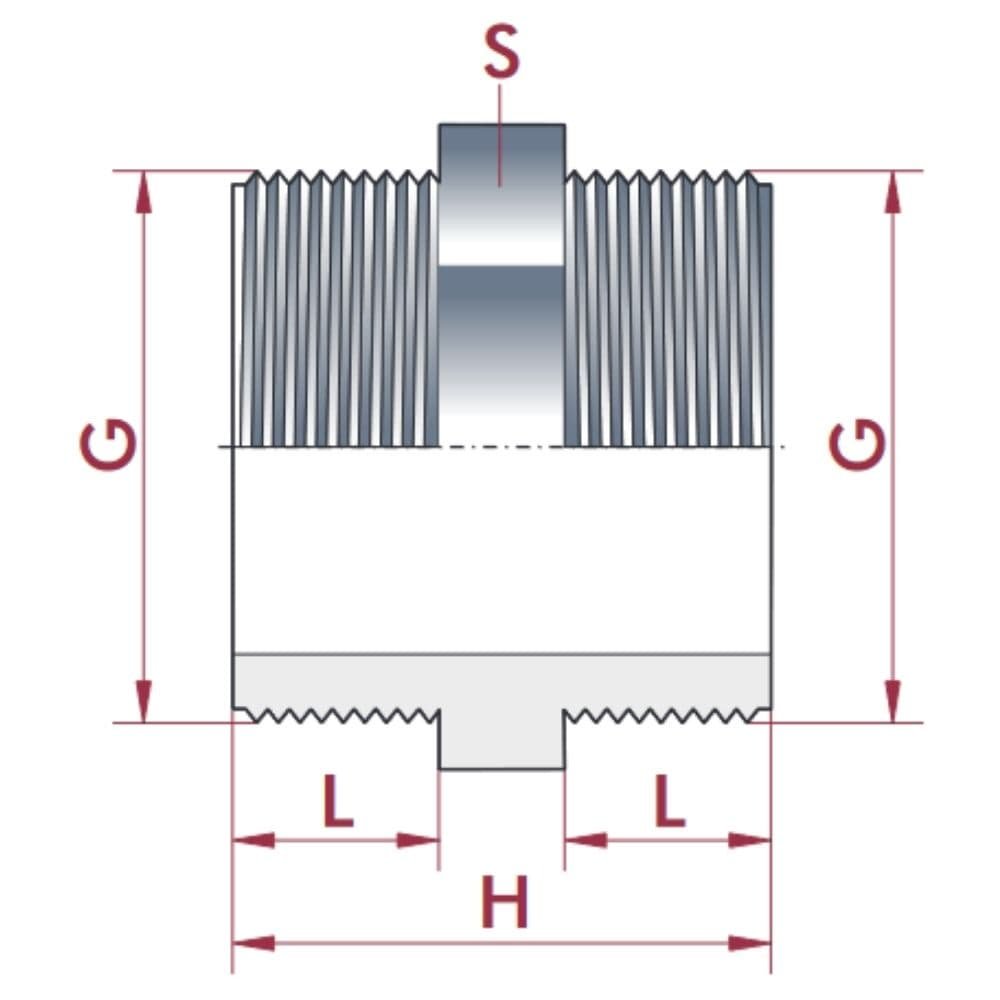 PVC - U AG x AG Double Nipple 1 1/2"-1