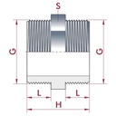 PVC - U AG x AG Double Nipple 1 1/2"-1