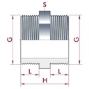 PVC - U Mâle x Mâle Double raccord 1/2"-0