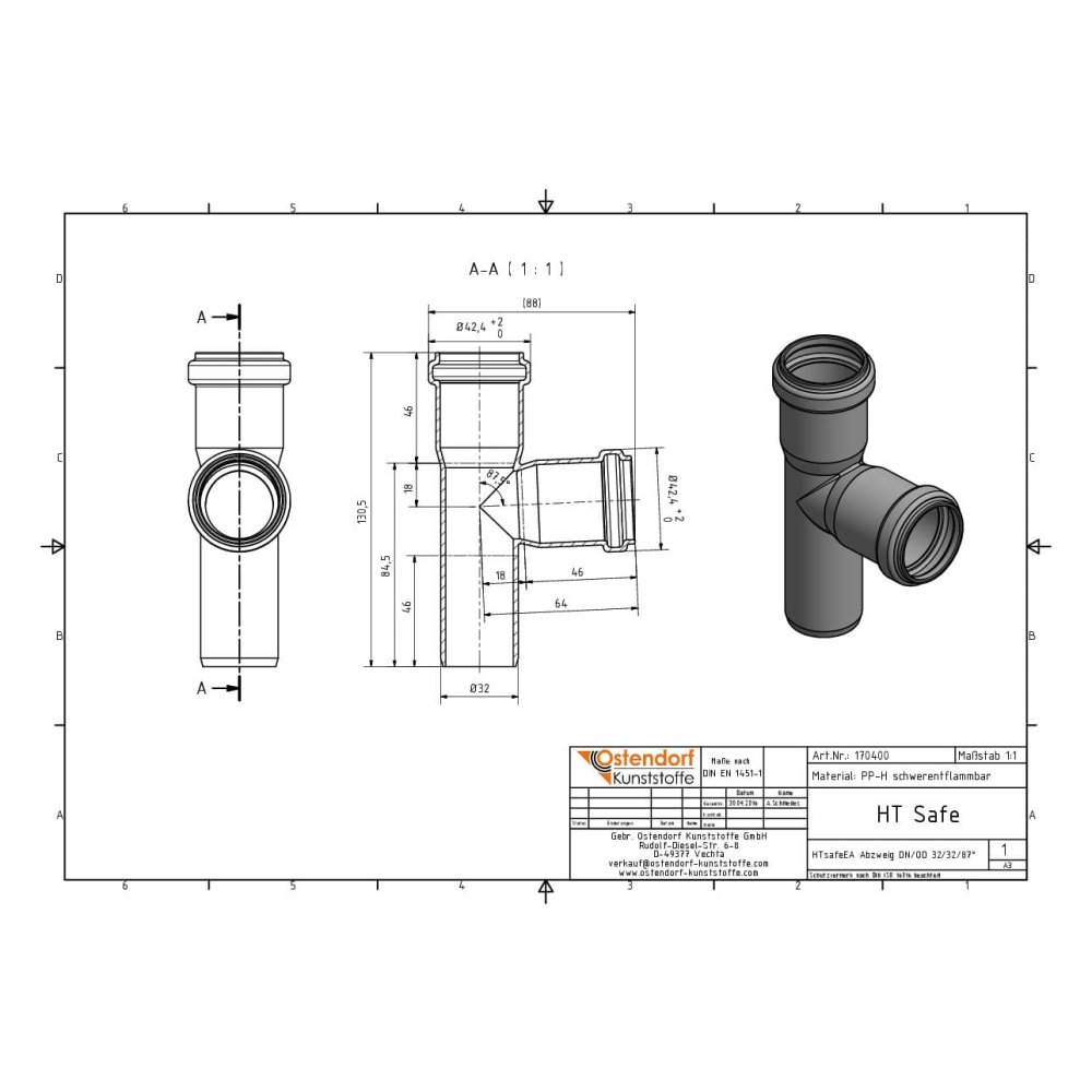 HTsafeEA Branche DN/OD 32/32 88,5 Degrés-1