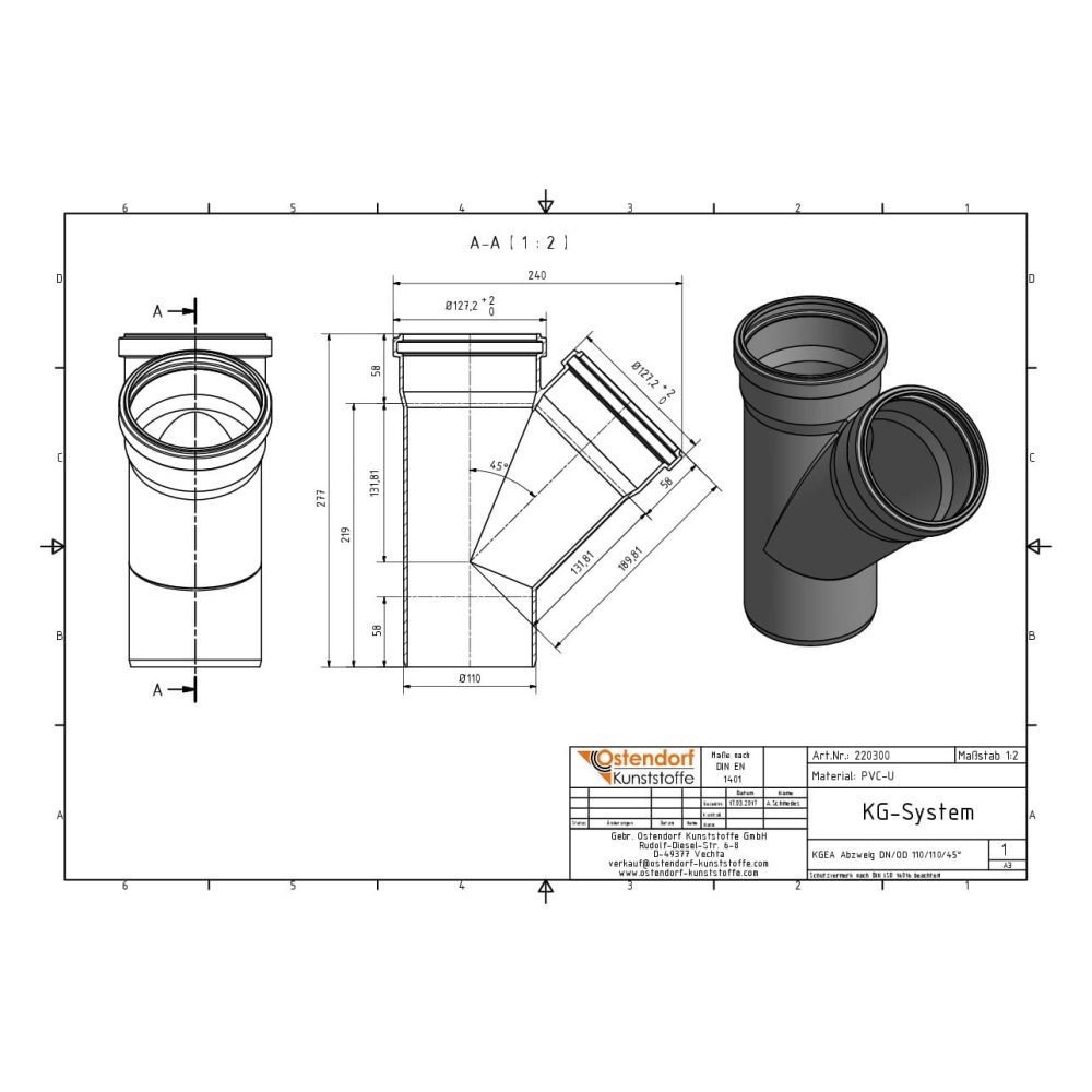 KGEA Raccord DN/OD 110/110 45 Degrés-1