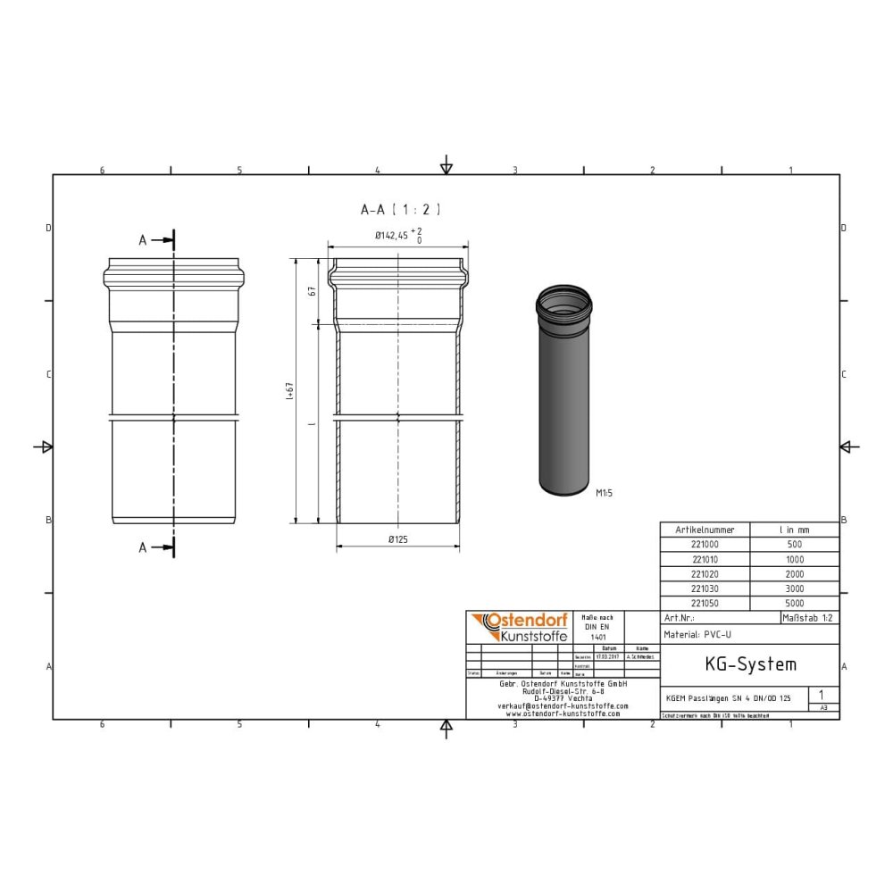 KGEM Tube SN 4 DN/OD 125 x 2000 mm-1