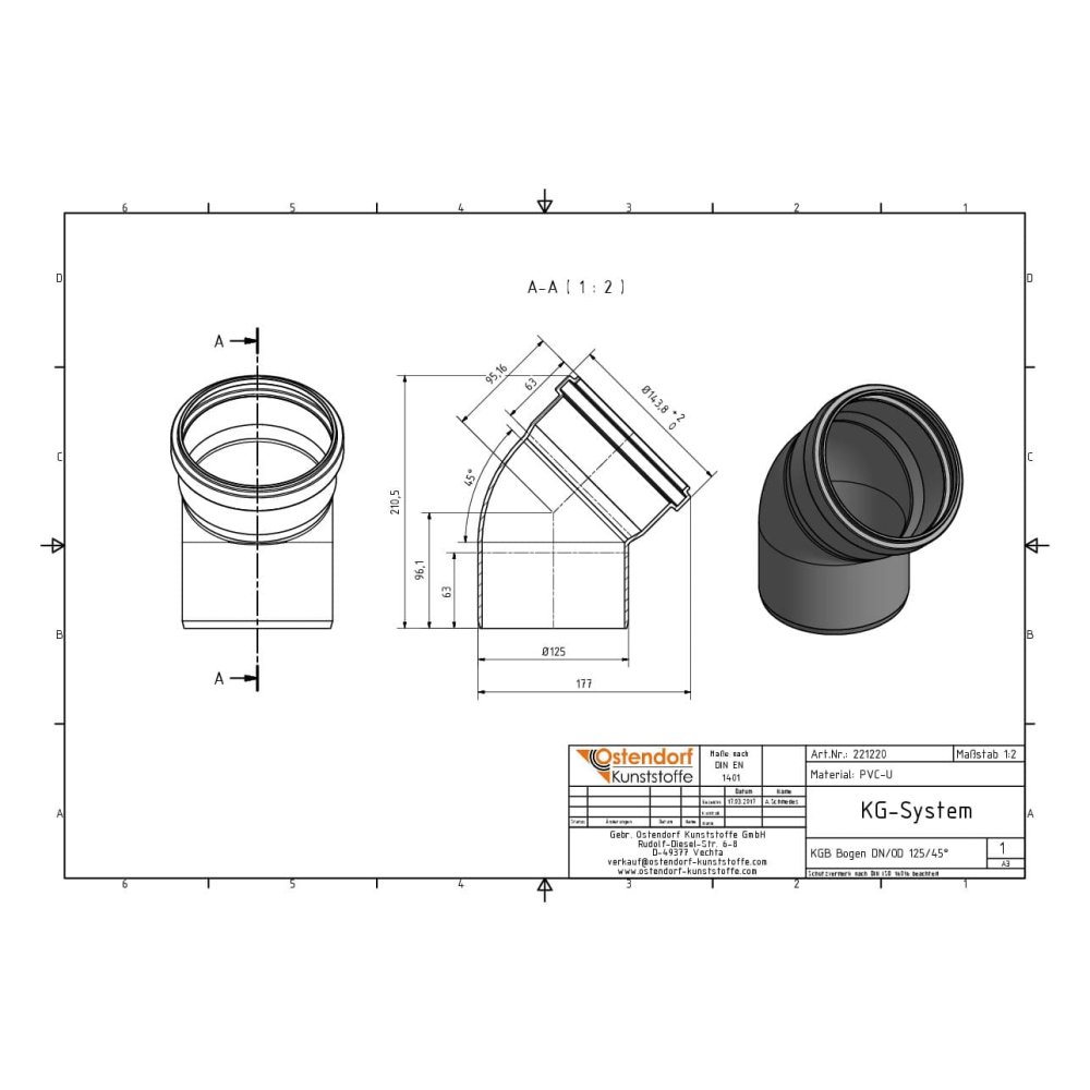 KGB Coude DN/OD 125 45 Degrés-2