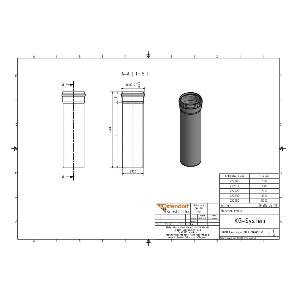 Tube KGEM SN 4 DN/OD 160 x 1000 mm-1