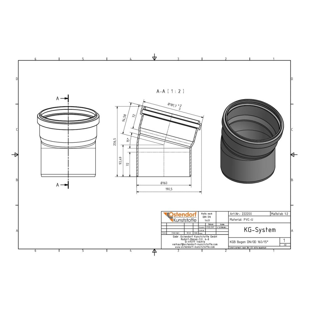 KGB Coude DN/OD 160 15 Degrés-1