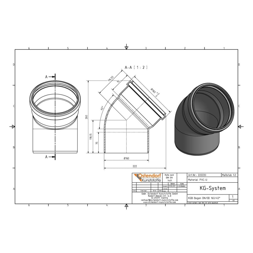 KGB Coude DN/OD 160 45 Degrés-1