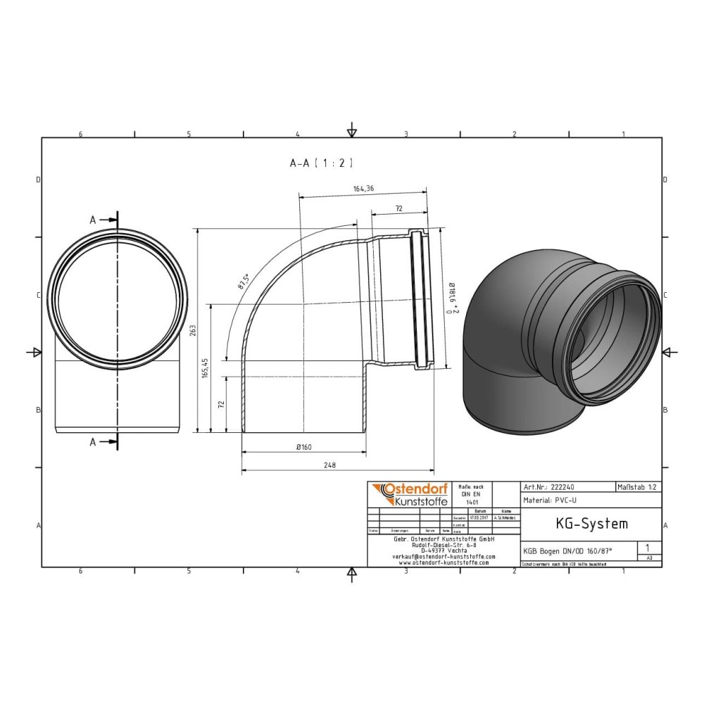 KGB Coude DN/OD 160 87 Degrés-1