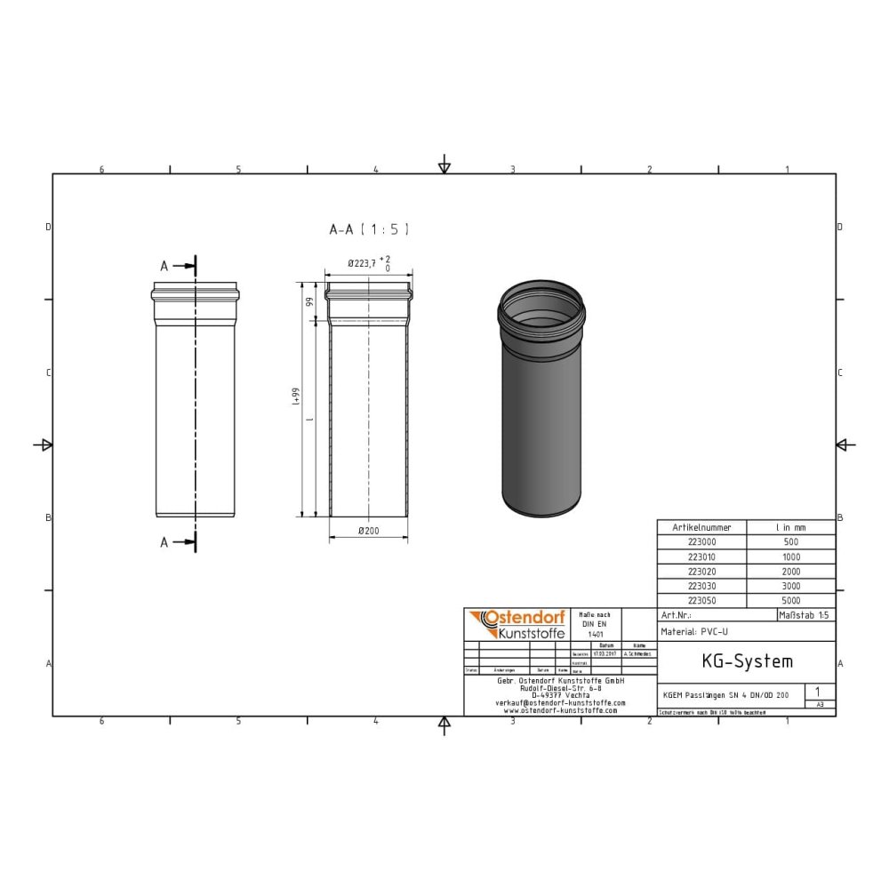 KGEM Tube SN 4 DN/OD 200 x 1000 mm-1