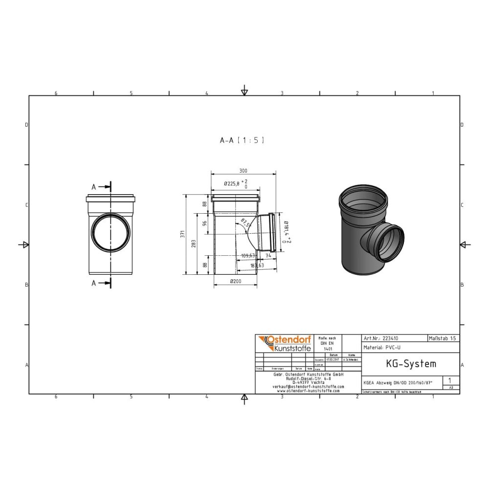 KGEA Raccord DN/OD 200/160 87 Degrés-1