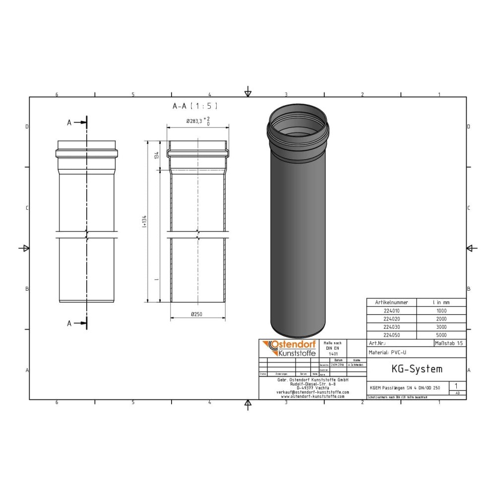 KGEM Tuyau SN 4 DN/OD 250 x 1000 mm-1