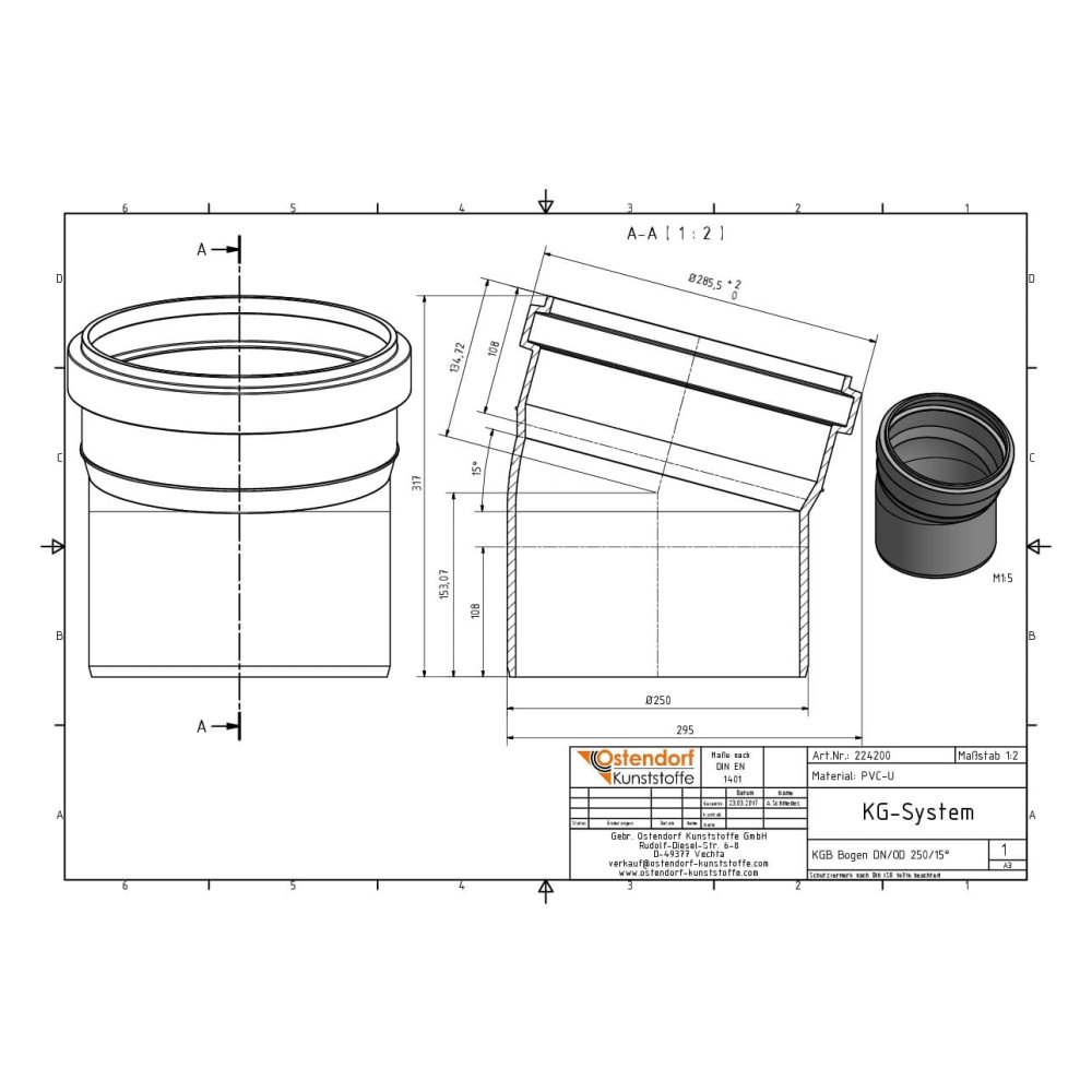 KGB Coude DN/OD 250 15 Degrés-1