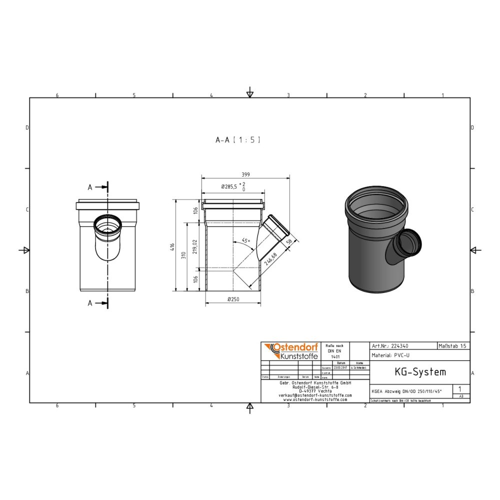 KGEA Abzweig DN/OD 250/110 45 Degrés-0