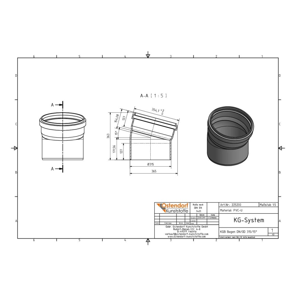 KGB Coude DN/OD 315 15 Degrés-1