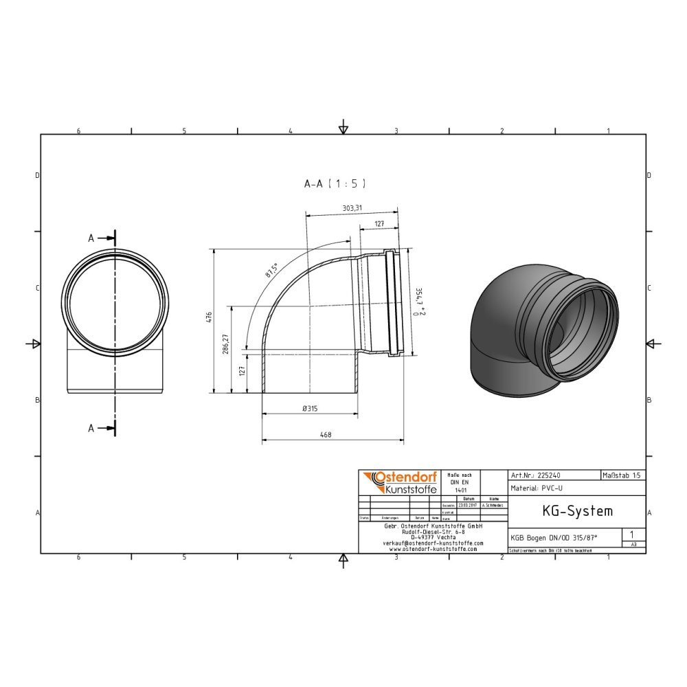 KGB Coude DN/OD 315 87 Degrés-1