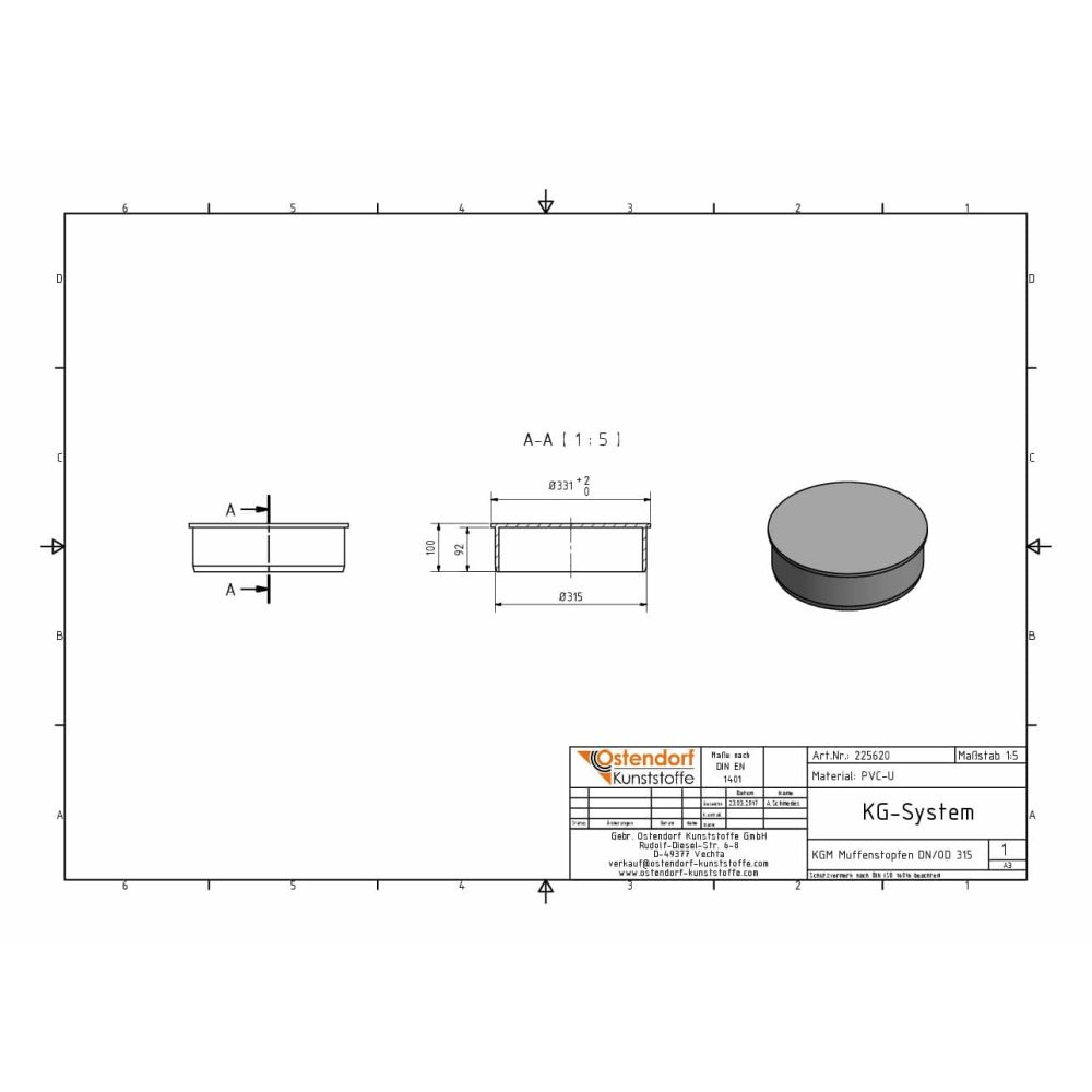 KGM Bouchon de manchon DN/OD 315-1