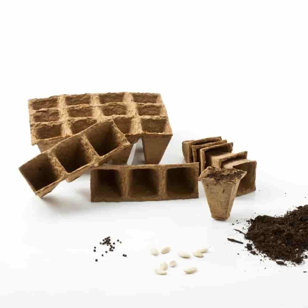 Plateau de culture 6 x 6 cm, 8 pots octogonaux par plateau, compostable-1