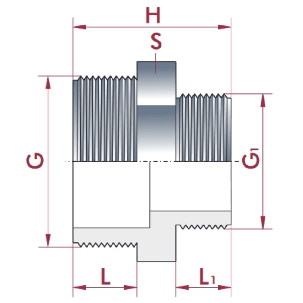 PVC - U double raccord réduit AG 1" x 1/2"-0