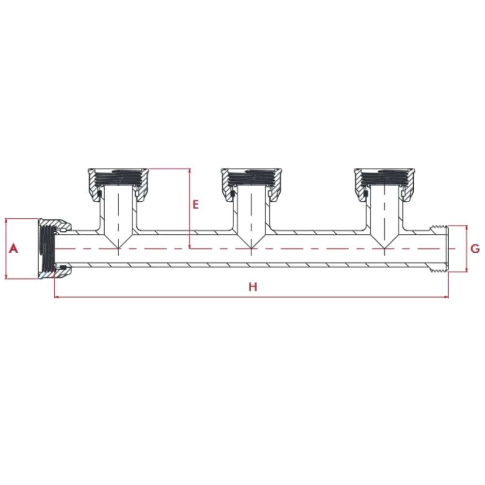 PVC Ausflussverteiler 3 Abgänge 1"-0