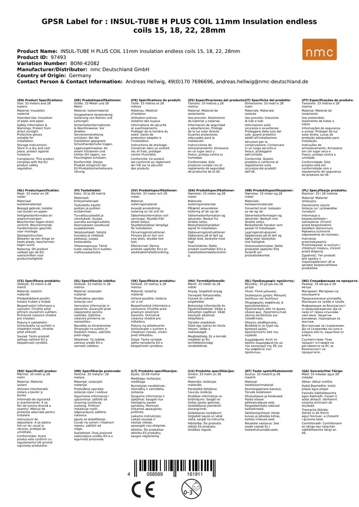 INSUL-TUBE H PLUS COIL 11mm Isolation continue en bobines 15, 18, 22, 28mm-0
