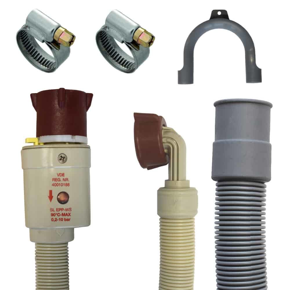 Ensemble de connexion de tuyau de 2m (Aquastop + tuyau d'évacuation + 2 colliers de serrage)-1