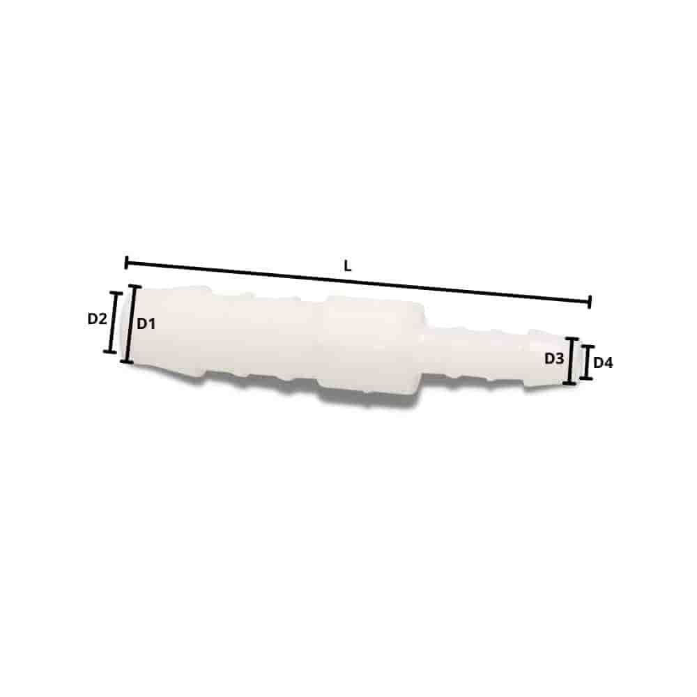 Raccord de tuyau en plastique embout réduit 10 mm x 6 mm-0