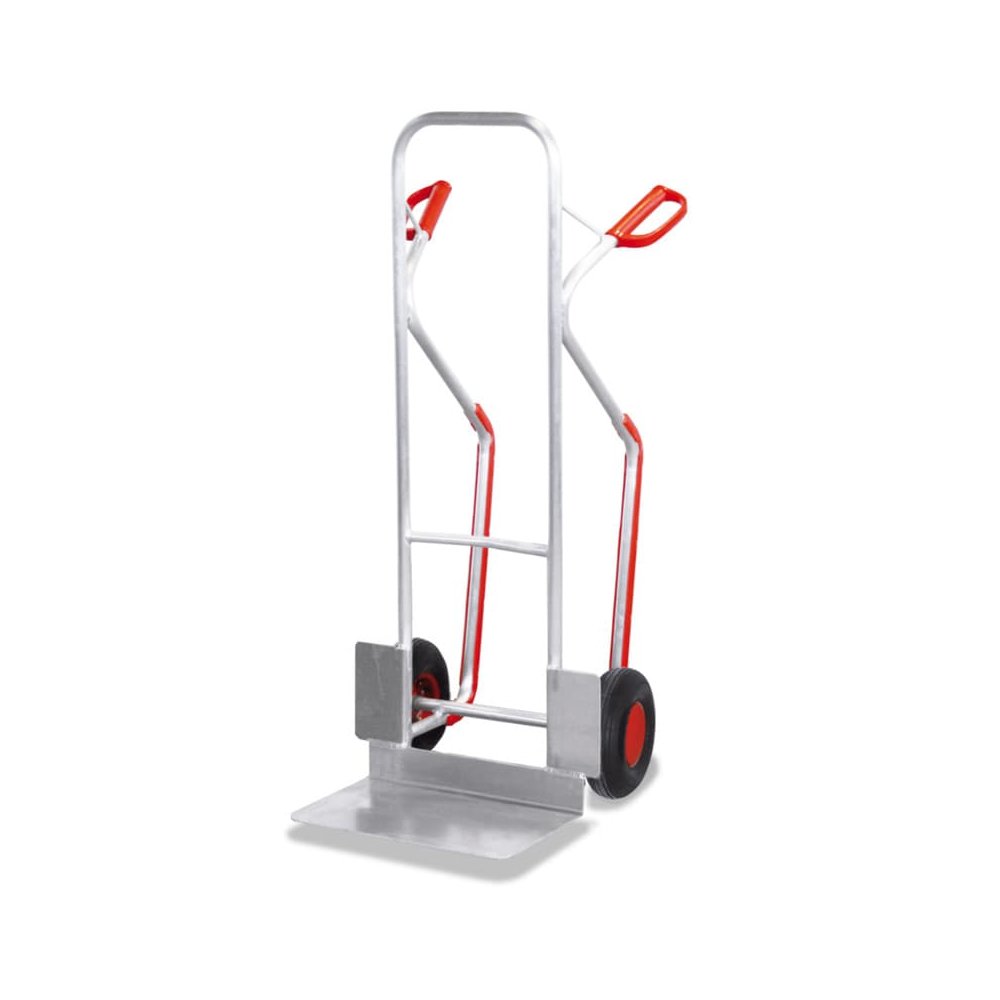 Chariot en aluminium 200 kg avec grande pelle, patins coulissants, pneumatiques 605 x 660 x 1305 mm