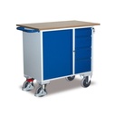 Chariot d'atelier avec 4 tiroirs, 1 armoire, 1 surface de chargement + EasySTOP