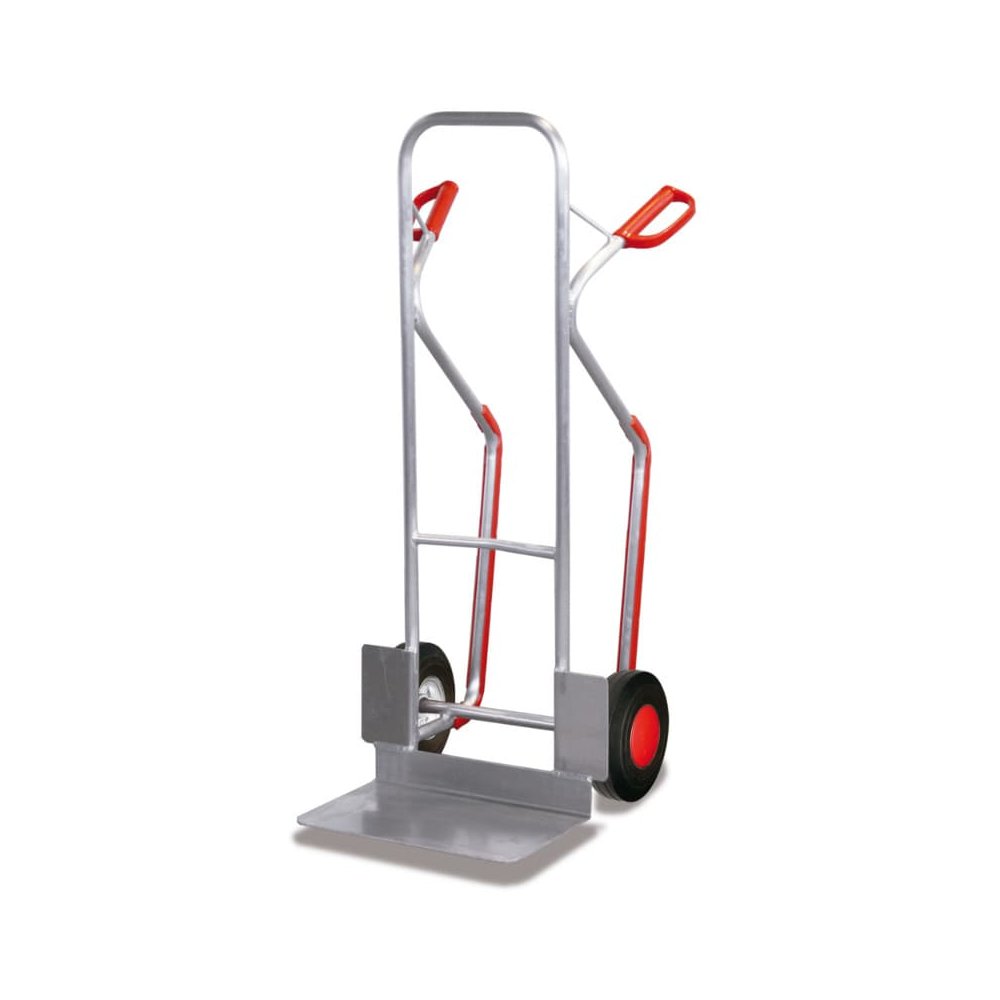 Chariot en aluminium 200 kg avec grande pelle, patins glisseurs, pneus pleins 605 x 660 x 1305 mm