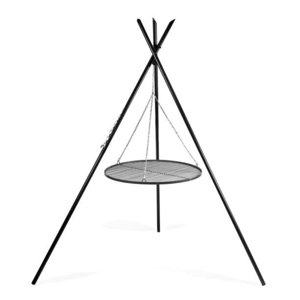 Grill pivotant "TIPI" 210 cm + Grille 50 cm en acier naturel