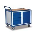 Chariot d'atelier avec 1 surface de chargement, 4 tiroirs, 1 armoire + EasySTOP