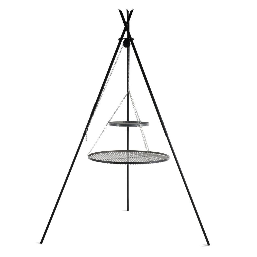 Grill pivotant "TIPI" 210 cm + Double grille 70 cm et 40 cm en acier naturel