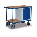 Chariot d'atelier avec 1 armoire, 2 plateaux + EasySTOP